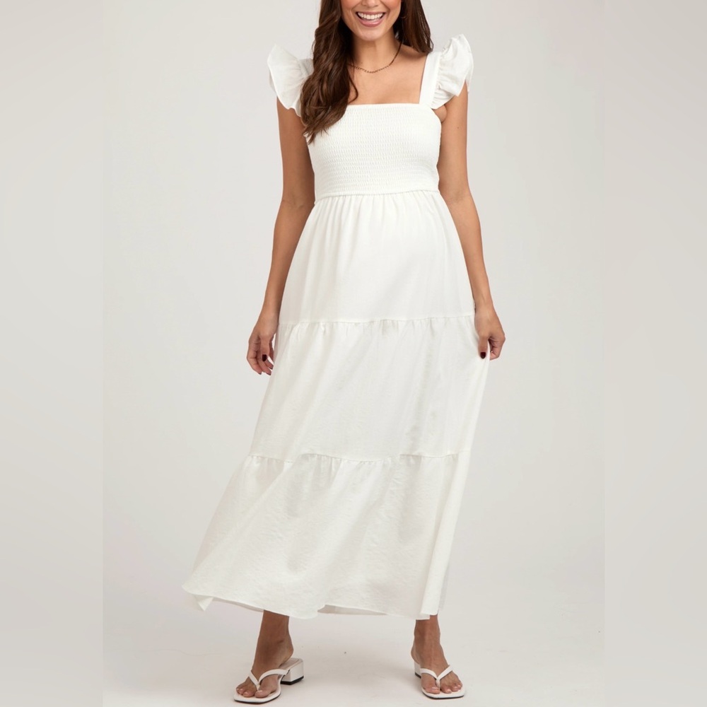 SHE+SKY flowy white maxi dress, size S